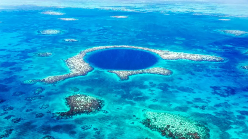 Aerial of the Blue Hole, Lighthouse reef, Belize