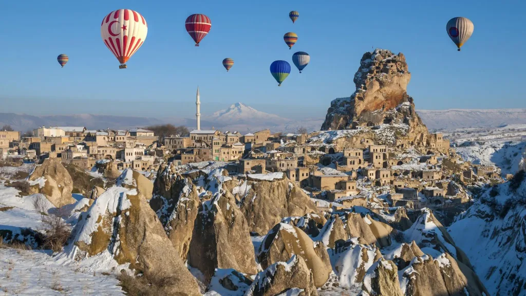 Hot Air Ballooning over Ortahisar in Cappadocia - surreal places on earth