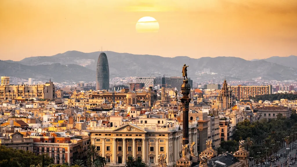 Barcelona skyline. Aerial view of Barcelona, Spain.